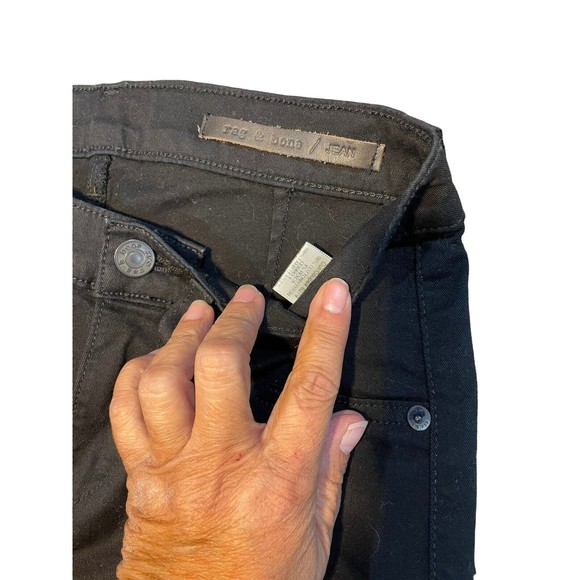 Rag & Bone Jean Womens Leather Mid-Rise Skinny Leg Jeans Pants Black Size 25 - Picture 10 of 16